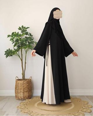Elegant Black Georgette Classic Abaya with Stoller