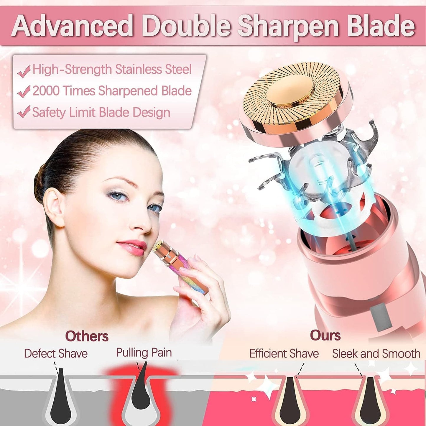 2 in 1 Electric Eyebrow Trimmer and Shaver, Flawless Hair Remover 2 in 1 Hair Remover Trimmer For Women