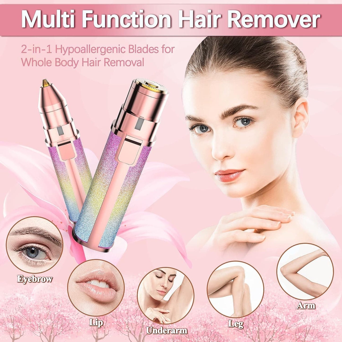 2 in 1 Electric Eyebrow Trimmer and Shaver, Flawless Hair Remover 2 in 1 Hair Remover Trimmer For Women