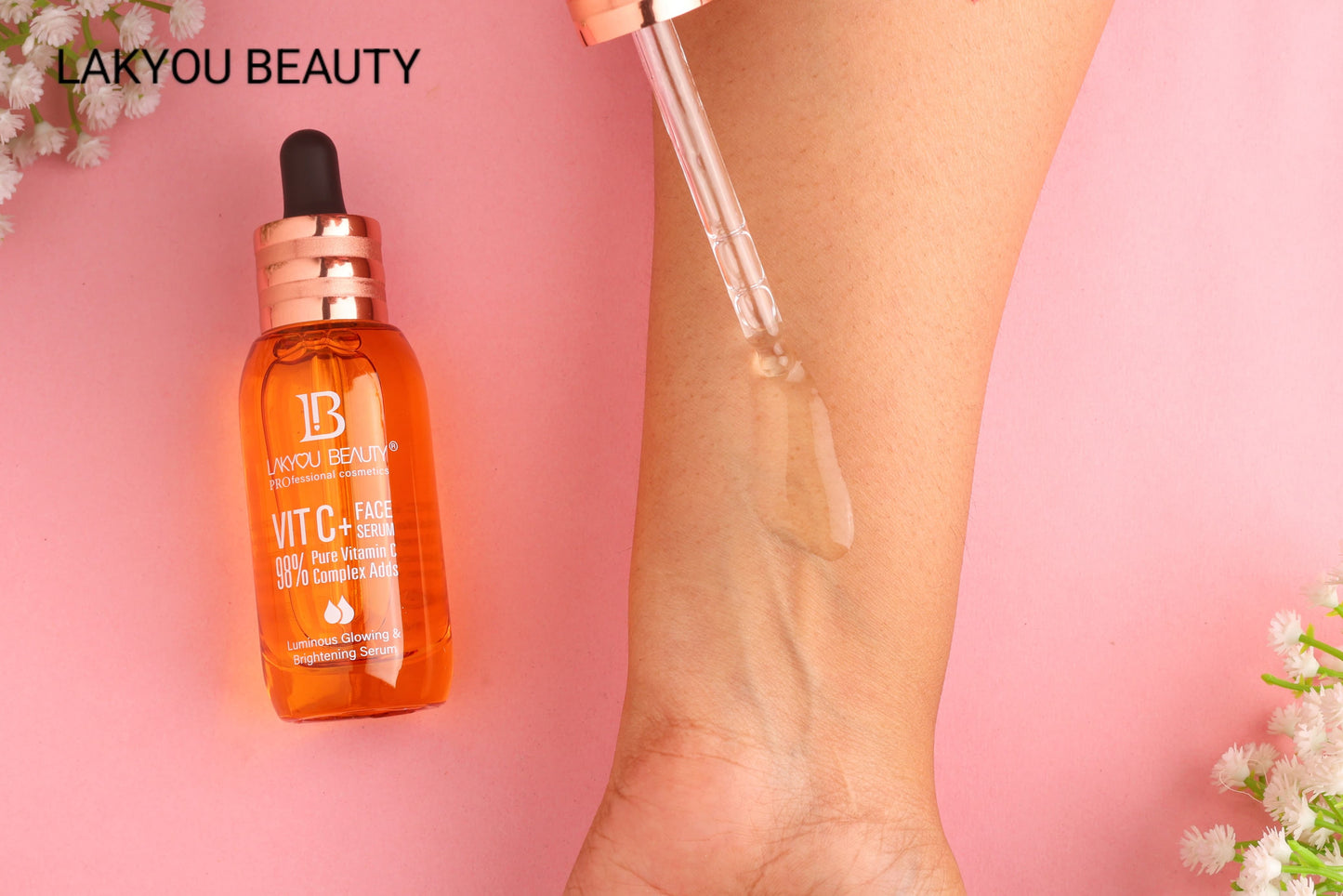 Lakyou Beauty Vitamin C Face Serum – 98% Pure Vitamin C Complex for Luminous Glow, Brightening, Firming & Repairing, 50ml